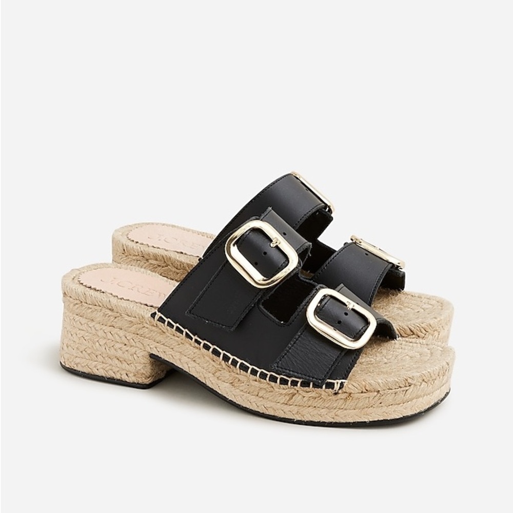 J Crew Made-in-Spain block-heel espadrilles in leather CA017